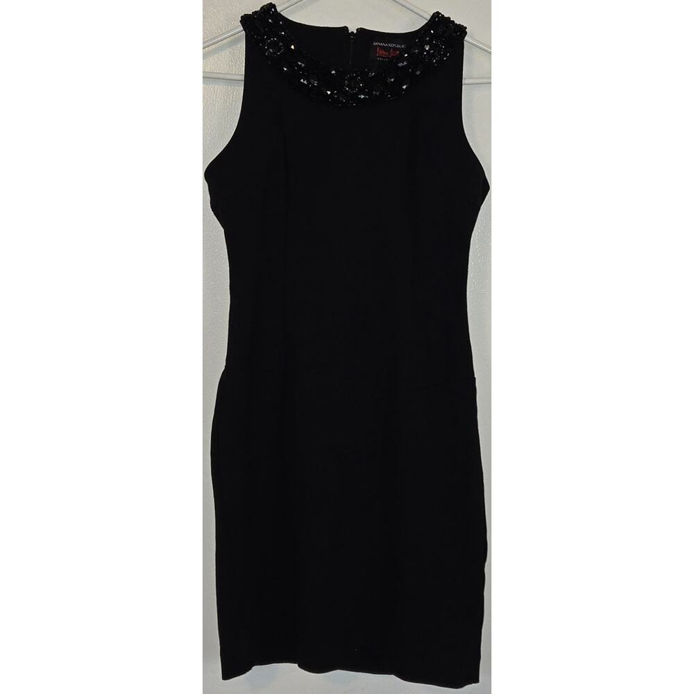 L'wren Scott Banana Republic Black Ponte Knit Dress With Beaded Neck Size 2